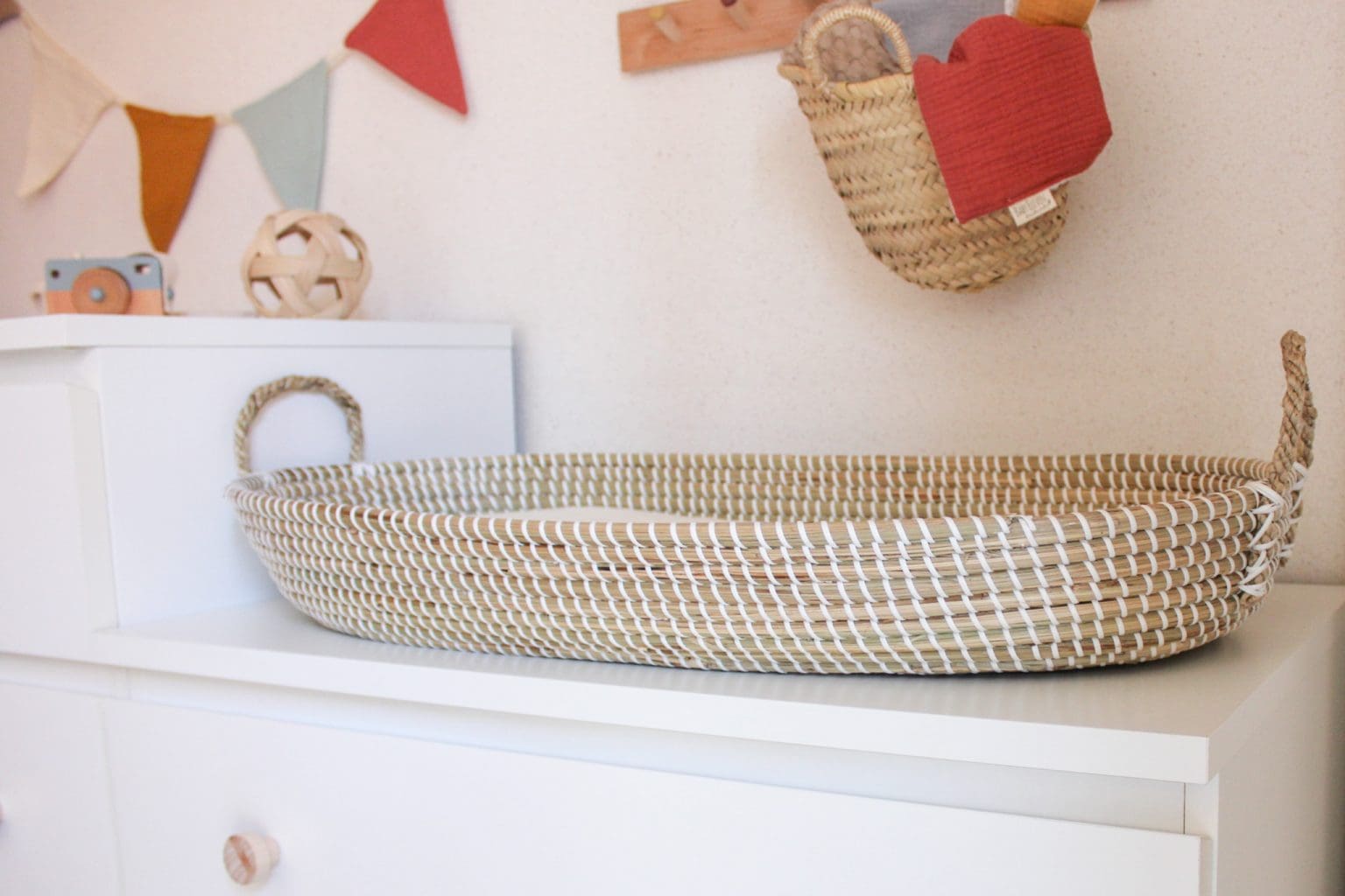 Cesto Cambiador Fibra Natural con Colchón - Baby Eleven Handmade