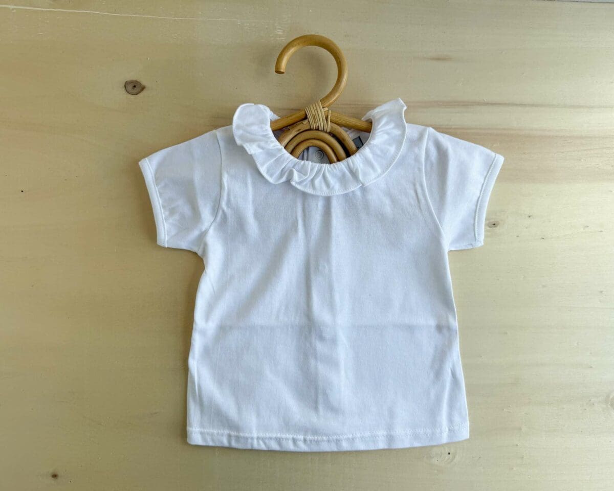 Camiseta Algodón Cuello Volante Manga Corta