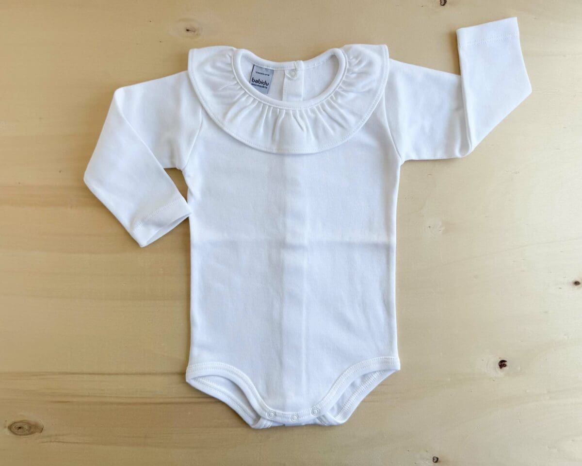 Body Algodón Cuello Volante Manga Larga
