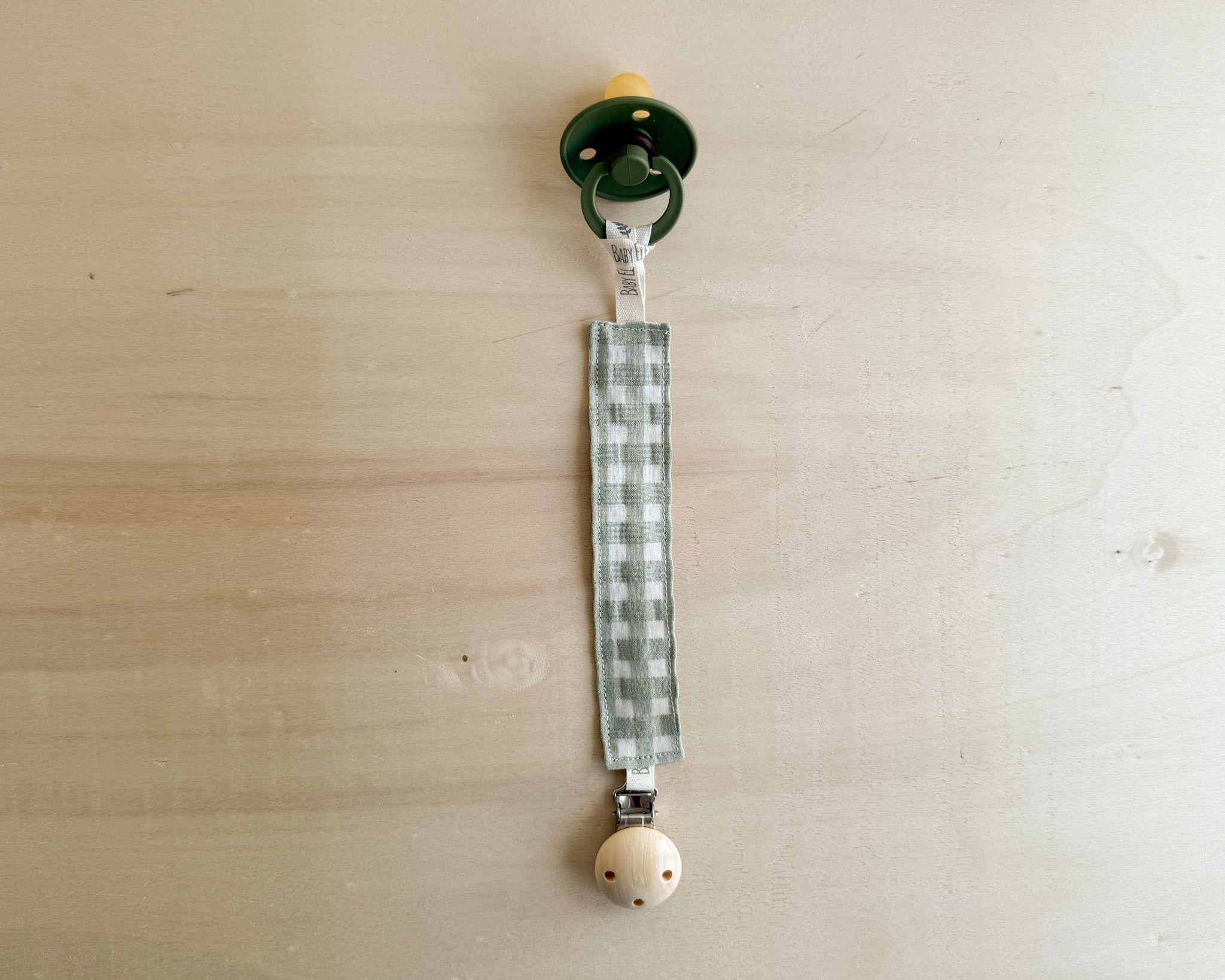 Chupetero de Tela Vichy Verde Té